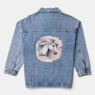 Vaquera Chaqueta de Denim de Caballo Blanco Personalizado