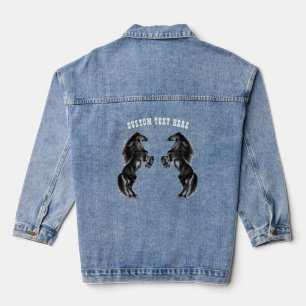 Vaquera Chaqueta de Denim de Caballo Negro con texto Perso