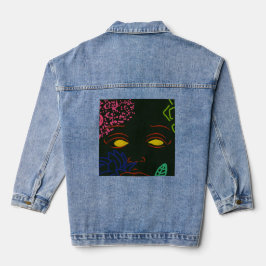 Vaquera Chaqueta de denim de flor facial