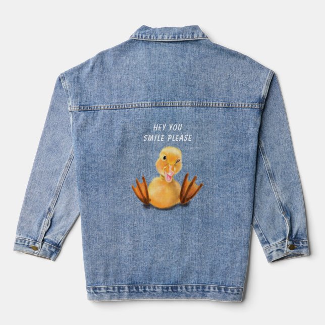 Vaquera Chaqueta de denim de pato amarillo - Personalizado (Reverso )
