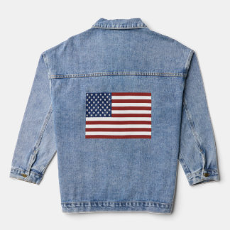 Vaquera Chaqueta de Denim Femenina con Bandera Patriótica