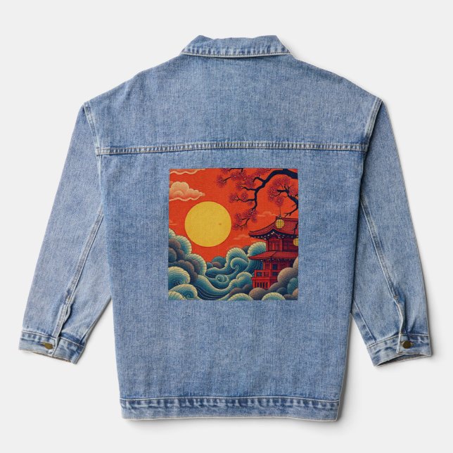 Vaquera Chaqueta de Denim inspirada en el Pacífico asiátic (Reverso )