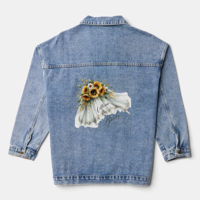 Vaquera Chaqueta de Denim personalizada con velo de novia  (Reverso )