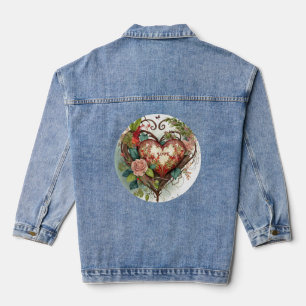 Vaquera Chaqueta de Denim Vintage Heart para un Look Atemp