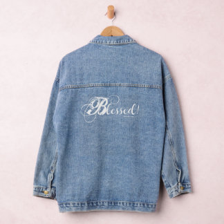Vaquera Chaqueta de mezclilla bendita (Blanca)