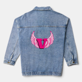 Vaquera Chaqueta de mezclilla con alas de ángel de monogra
