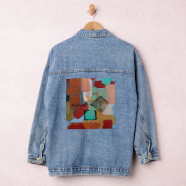 Vaquera Chaqueta de mezclilla con arte abstracto