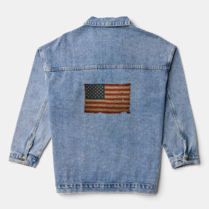 Vaquera Chaqueta de mezclilla con bandera de EE. UU.