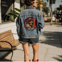 Chaqueta de mezclilla con boina de águila patrióti