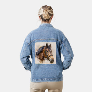 Vaquera Chaqueta de mezclilla con cabeza de caballo majest