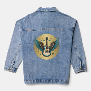 Vaquera Chaqueta de mezclilla con guitarra vintage