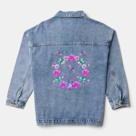 Vaquera Chaqueta de mezclilla con libélula floral