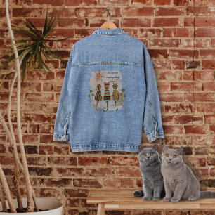 Vaquera Chaqueta de mezclilla de gatos de patchwork