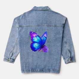 Vaquera Chaqueta de mezclilla floral de mariposa