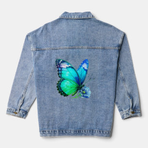 Vaquera Chaqueta de mezclilla floral de mariposa