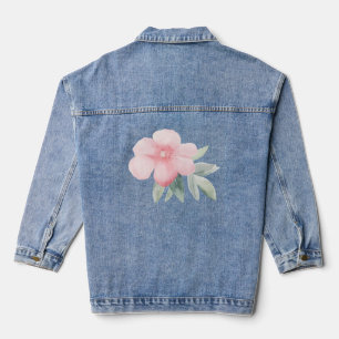 Vaquera Chaqueta de mezclilla floral rosa acuarela