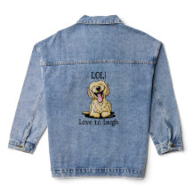 Chaqueta de mezclilla Laughing Doodle Dog KiniArt