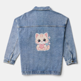 Vaquera Chaqueta de mujer corazón de gato pastel Kawaii