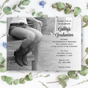 Vaquera en la invitación a graduación de Fiesta de
