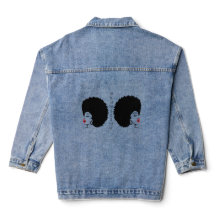 Hermosa Chaqueta de Mezclilla Afro con Labios Rojo