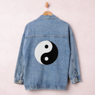 Vaquera Logo de Yin Yang blanco y negro con chaqueta de de