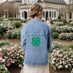 Vaquera Lucky 4 Leaf Irish Clover mujeres niegan chaqueta