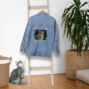 Vaquera Mejor Chaqueta de Denim Fotográfico del Gato