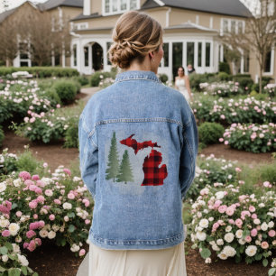 Vaquera Michigan: Búfalo en la chaqueta de denim femenino