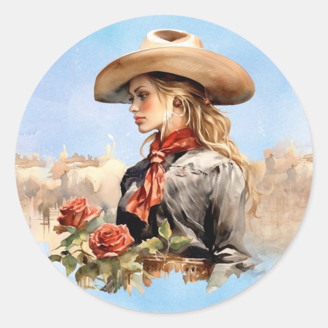 Vaquera occidental con Pegatinas Rosas (Anverso)