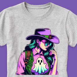 Vaquera occidental de Halloween con camiseta de ar