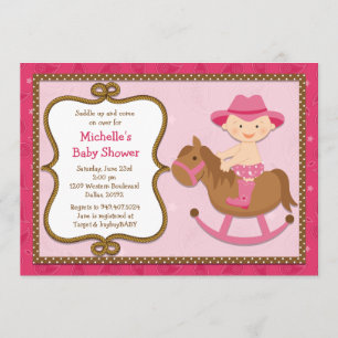 Vaquera occidental de la invitación de Baby Shower