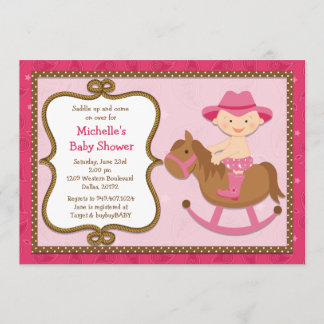 Vaquera occidental de la invitación de Baby Shower