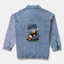 Pero Primero Café Chaqueta Divertida de Mezclilla