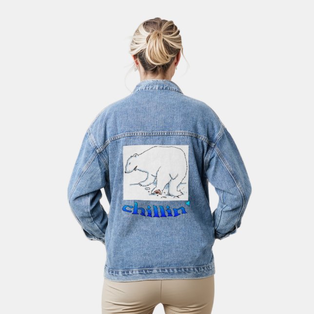 Vaquera Polar Bear chill mujeres denim chaqueta (Modelo)