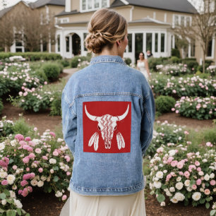 Vaquera Red Ghost Dance Buffalo mujeres denim chaqueta