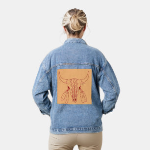 Vaquera Red Ghost Dance Buffalo tan mujeres Denim Chaqueta