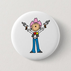 Vaquera Sheriff Figura de Palitos Botón
