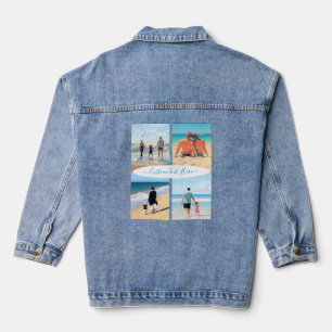Vaquera Su Chaqueta de Collage de fotos Denim con texto Pe