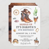 Vaquero 4 Invitación por el cumpleaños