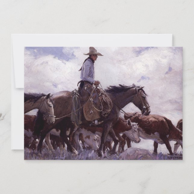 Vaquero Antiguo con su Manada de Ganado de Koerner (Anverso)