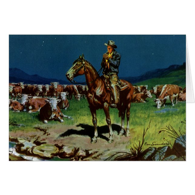 Vaquero antiguo, ganadero de ganado en la granja (Anverso (Horizontal))