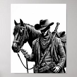 Vaquero con ilustracion de caballo arte occidental