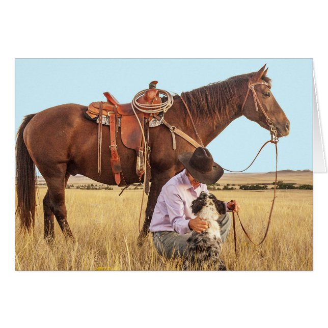 Vaquero con tarjeta occidental para caballos y per (Anverso (Horizontal))