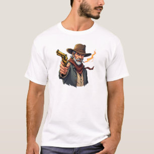 Vaquero con una camiseta con arma