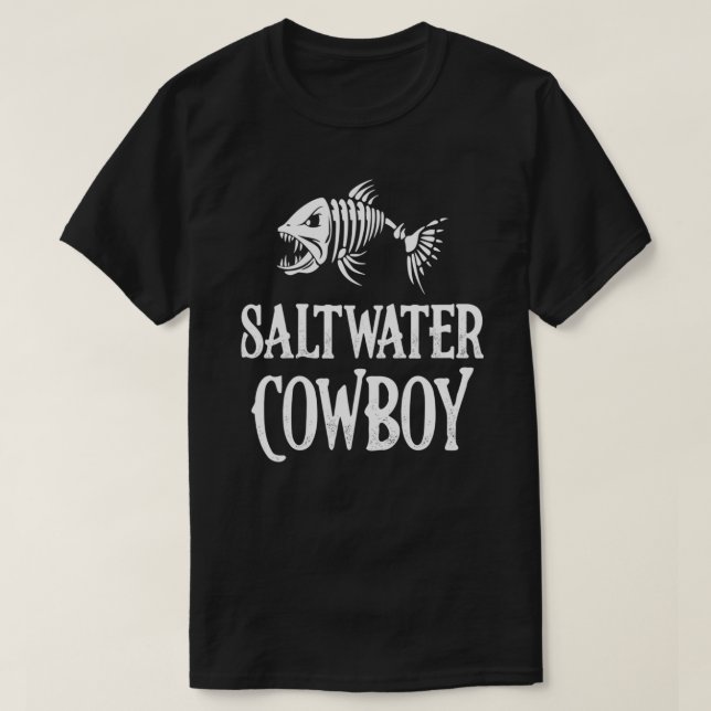 Vaquero de agua salada - Camiseta clásica de pesca (Diseño del anverso)