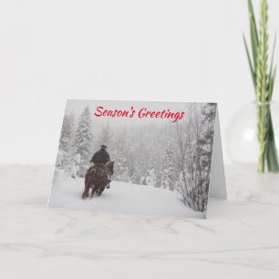 Vaquero en las tarjetas de los Navidades del Ranch