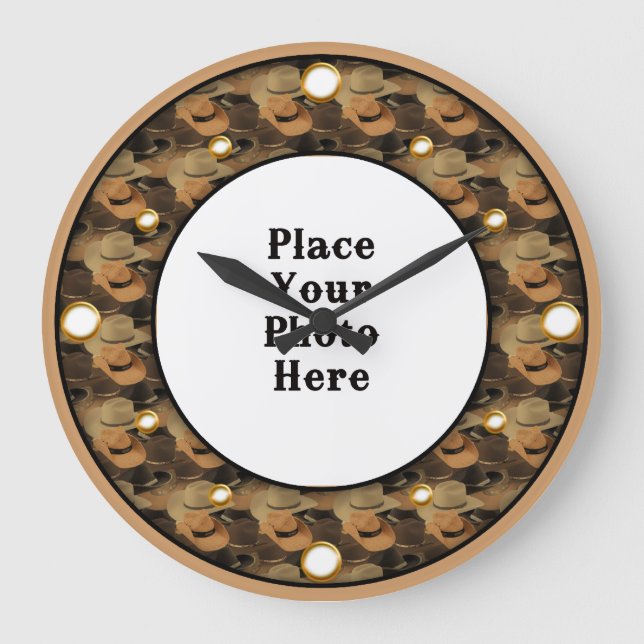 Vaquero Gorra tu reloj de pared fotográfica (Anverso)