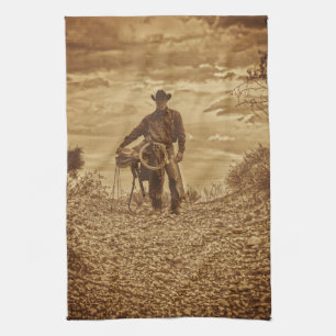 Vaquero occidental de la toalla de cocina del