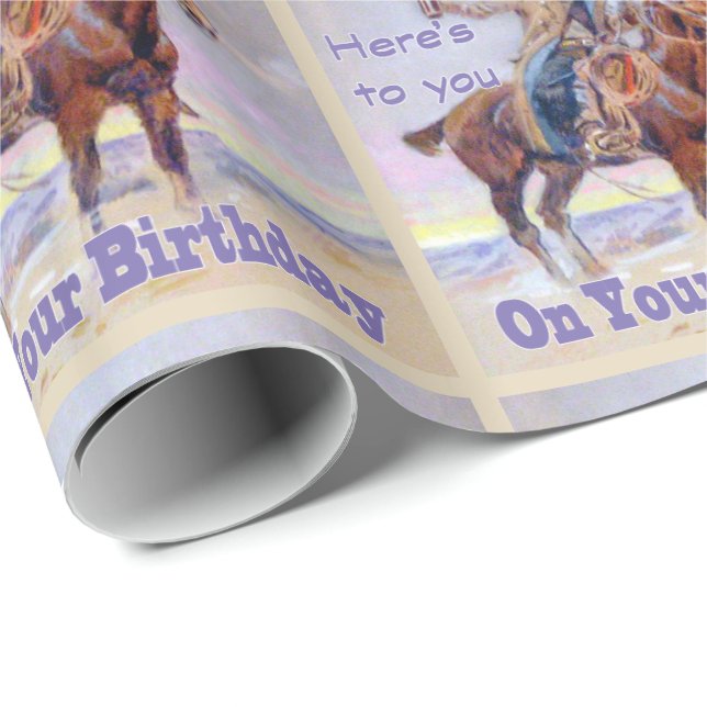 Vaquero occidental en el papel de regalo de la (Esquina del rollo)
