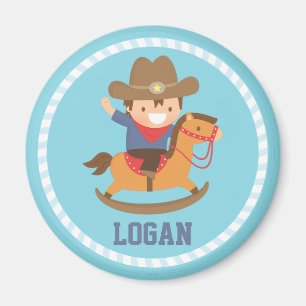 Vaquero Pequeño y Lindo en Caballo de Balanza Imán